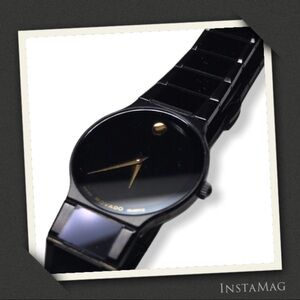 MOVADO Museum PVD Finished Stainless Steel Black Dial Watch (Ladies)